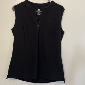 MOFIZ mid zip black cotton nylon elastic blend sleeveless tank top shirt med